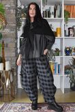 Nora Brushed Cotton Gingham Classic Barrel Pant Black